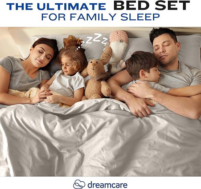 DREAMCARE Queen Size Sheets - Cooling Bed Sheets - 4pcs Set - up to 15" Deep Pocket Queen Sheet Set - Sheets Queen Size Bed - Soft & Long Lasting 100% Fine Brushed Polyester with Side Pocket - Ivory