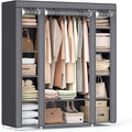 SONGMICS Closet Wardrobe, Portable Closet for Bedroom, Clothes Rail with Non-Woven Fabric Cover, Clothes Storage Organizer, 59 x 17.7 x 69 Inches, 12 Compartments, Gray ULSF03G