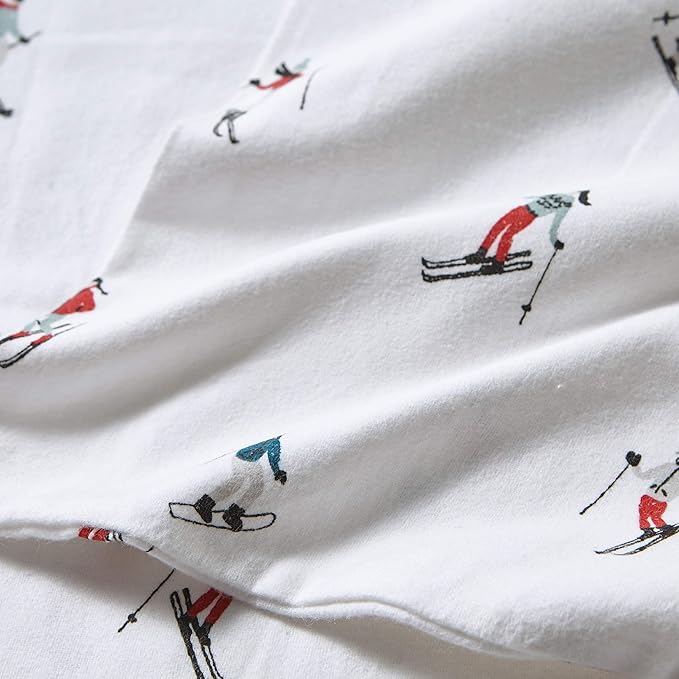 Eddie Bauer - Flannel Sheets Full Size, Anti-Pilling & Wrinkle Resistant Cotton, Touchably Soft for All-Season Comfort - Bed Sheets with Matching Pillowcases & Fitted Sheet (Ski Slope White)