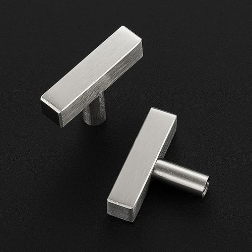 10 Pack Silver Cabinet Knobs - Sqaure Bar Cabinet Pulls Brushed Nickel Knobs for Kitchen Cabinet Drawer Stainless Steel Dresser Knobs for Cabinet Hardware 2in Length Single Hole