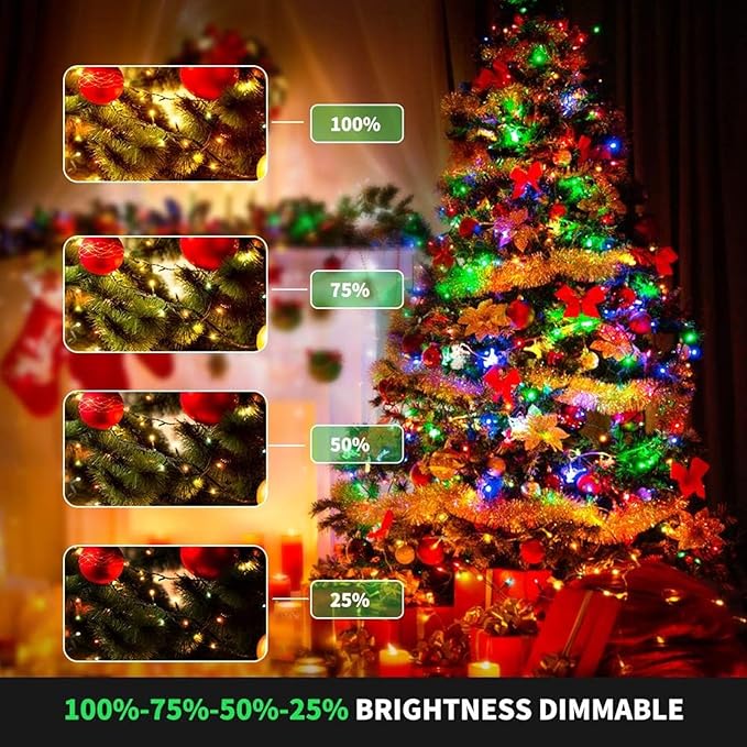 Color Changing Christmas String Lights Outdoor Indoor, 108FT 300 LED Warm White Multi Color Fairy Light, END to END CONNECTABLE, Waterproof Christmas Tree Lights with Timer Remote
