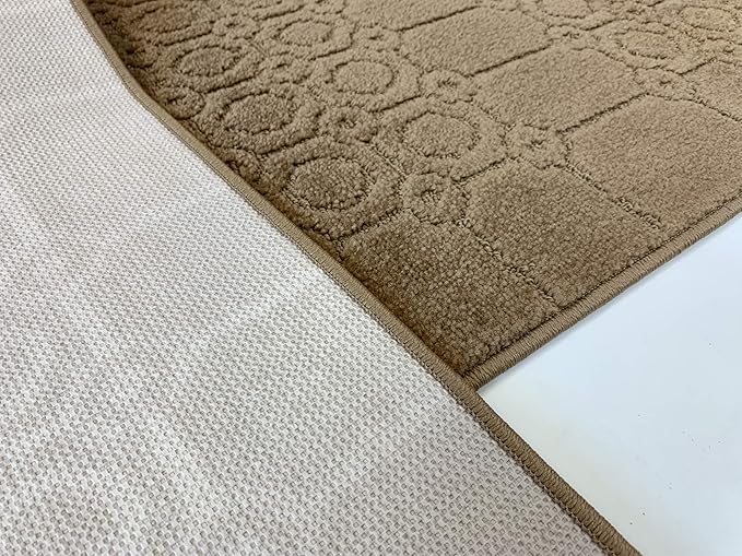 Custom Size Modern Abstract Floor Carpet Runner Rug for Hallways, Slip Resistant Latex Rubber Backed, 31 inch Wide X Customized Length, Art Gold Tan, 31 inch X 3 feet, Doormat Size