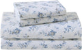 Laura Ashley - Flannel Sheets Queen Size, Anti-Pilling & Wrinkle Resistant Cotton, Touchably Soft for All-Season Comfort - Bed Sheets with Matching Pillowcases & Fitted Sheet (Audrey Blue)