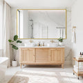 Suidia Bathroom Mirror, 60" x 36" Wall Mirror Metal Framed, Bathroom Vanity Mirror for Living Room Bedroom Bathroom Entryway, Gold, Rounded Corner Style