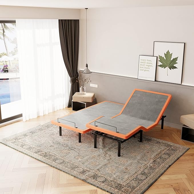 ESHINE Split King Adjustable Bed Frame - Independent Control, Adjustable Bed with Massage, Wireless Remote, Foot&Head Incline, Zero Gravity, Dual USB Ports, Under Bed Light, E3000 Premium Series