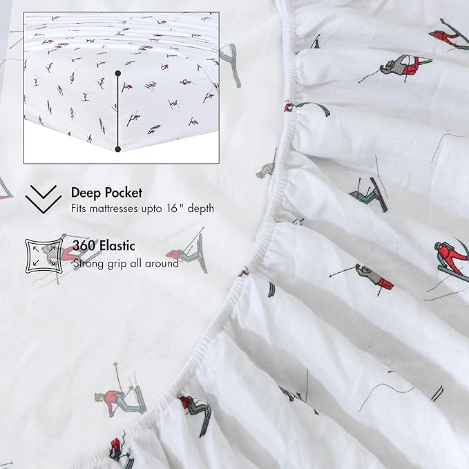 RUVANTI Flannel Sheets Twin XL Size - 100% Cotton Double Brushed Twin XL Sheet Sets, Deep Pockets 16 Inches, All Seasons Breathable & Extra Soft Bed Sheets, Warm & Cozy, 3 Piece, Flurry Friends
