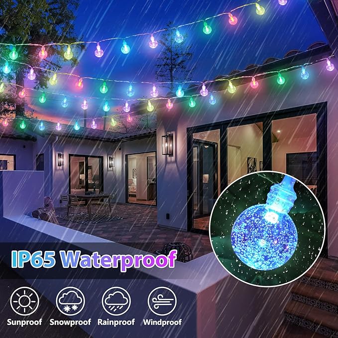 OMIKA Color Changing Indoor String Light USB Plug, 16.5ft 50 LEDs Crystal Globe Fairy Lights with Remote Timer Ambient Lighting for Girls Bedroom Home Xmas Halloween Party Decor (24 Colors)