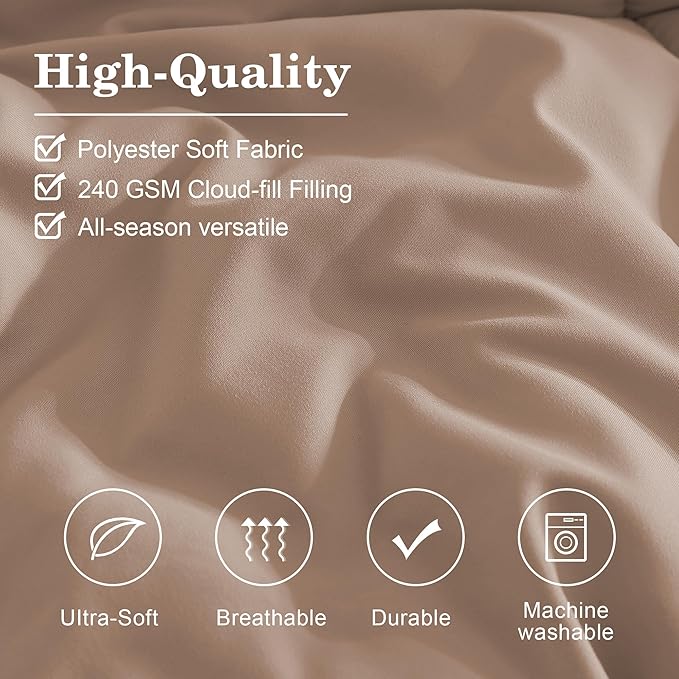 Monbix Full Comforter Set - 7 Pieces Rust Pink Bed in a Bag Full Size Bedding Sets with Comforters, All Seasons Down Alternative Comforter with Sheets,Pillowcases & Shams