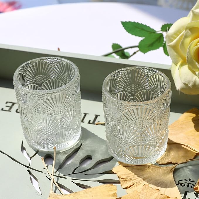 Woho 12Pcs Clear Votive Candle Holders Glass, Glass Tealight Candle Holder for Table Centerpiece, Vintage Tea Lights Candle Holder Decor for Wedding Table, Birthday Christmas Party