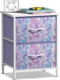 Sorbus Nightstand with 2 Drawers - Kids Bedside Furniture End Table Night Stand - Steel Frame, Wood Top & Easy Pull Fabric Bins - Dresser & Chest for Home, Bedroom Accessories, Office & College Dorm