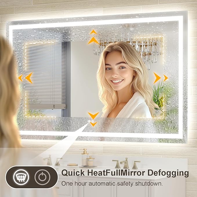 20x28 LED Bathroom Mirror with Lights, Brighter Backlit + Front Lit, Tempered Glass, Dimmable, Multiple Light Modes, Anti-Fog Lighted Bathroom Vanity Mirror for Wall, Memory Function