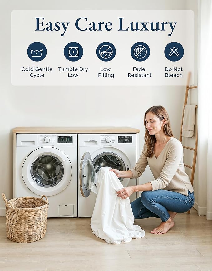 LANE LINEN 100% Organic Cotton Queen Sheets Set, Fully Elasticized Machine Washable Mercerized Cotton Soft & Comfy Low Pill Fade Resistant Sheets Queen Size Set, Classic Percale Weave- Estate Blue