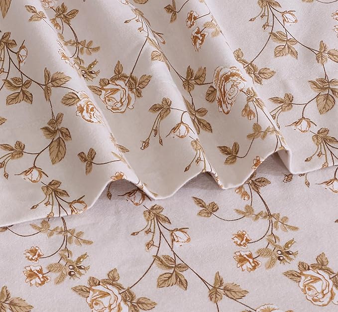 RUVANTI Flannel Sheets Full Size - 100% Cotton Double Brushed Bed Sheets Set, Deep Pockets 16 Inches, All Seasons Breathable & Extra Soft Full Sheets, Warm & Cozy, 4 Piece, Dazzale