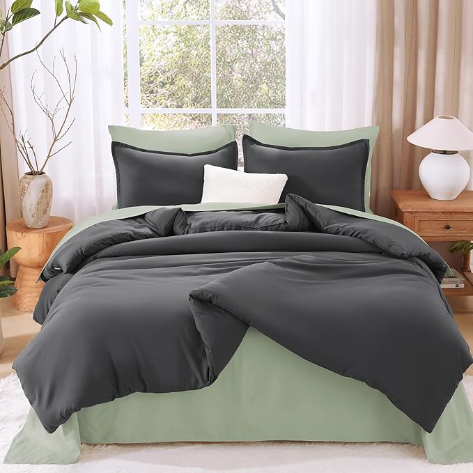 Litanika Twin XL Comforter Set Dark Grey - 2 Pieces Extra Long Bed Set for College Dorm, All Season Bedding Set for Girls and Boys