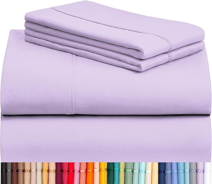LuxClub 3 PC Sheet Sheets Deep Pockets Wrinkle Free-Kids-Fitted Sheets Machine Washable Hotel Bedding Silky Soft - Lavender Twin