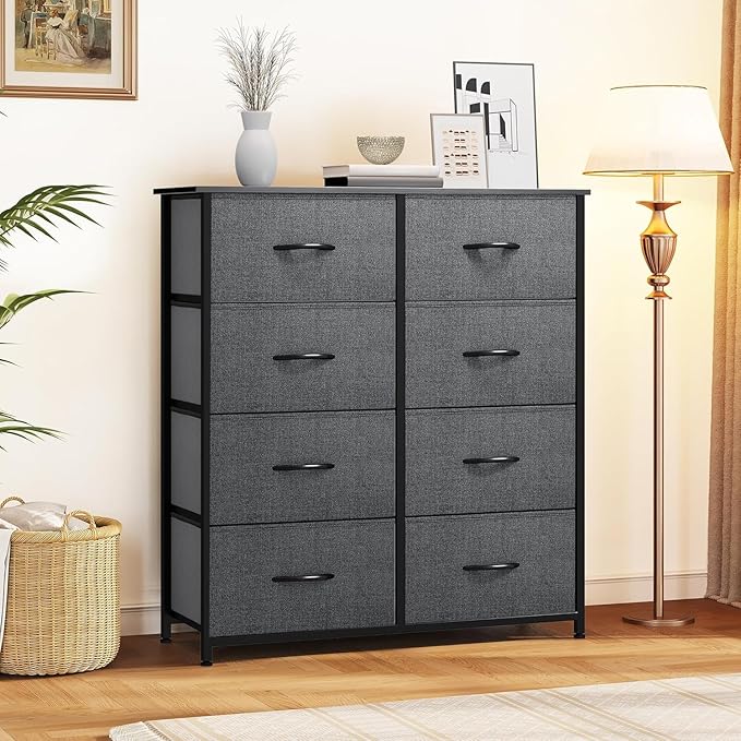 DWVO Dresser for Bedroom, Fabric Dresser with 8 Drawers, Chest of Drawers for Closet, Living Room