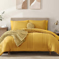 Monbix Full Comforter Set - 7 Pieces Bright Yellow Bed in a Bag Full Size Bedding Sets with Comforters, All Seasons Down Alternative Comforter with Sheets,Pillowcases & Shams