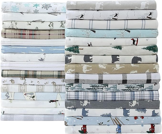 Eddie Bauer - Queen Sheets, Cotton Flannel Bedding Set, Brushed For Extra Softness, Cozy Home Decor (Woodlands Friends, Queen)