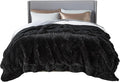 Bedsure GentleSoft Fluffy Black Blankets Queen Size for Bed, Thick Sherpa Faux Fur Fleece Fuzzy Plush Winter Warm Soft Full Queen Blankets, Bedroom Decor Black Gifts Cozy Gifts for Women Men, 90x90