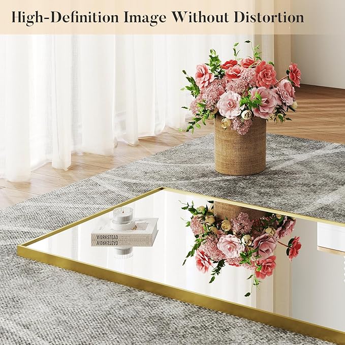 DUMOS Wall-Mounted Full Length Mirror 21"x 65" for Bedroom, Full Body Floor Mirror with Stand, Hanging or Leaning for Wall, Gold