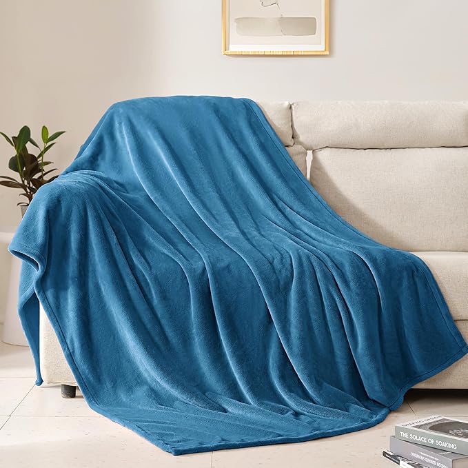 BEAUTEX Fleece Blanket Queen Size Super Soft Flannel Throw Blanket Lightweight Fuzzy Plush Blanket for Couch Sofa or Bed All Seasons (Teal Blue, 90" x 90")