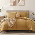 Monbix King Size Comforter Set - 7 Pieces Bed in a Bag King, Desert Yellow Bedding Sets with Comforter, All Seasons Down Alternative Comforter Bed Set with Sheets, Pillowcases & Shams