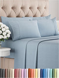 King 6 Piece Sheet Set - Comfy Breathable & Cooling - Soft Hotel Luxury Bedding Set with 8-16 Inch Deep Pockets - 1 Flat & 1 Fitted Sheet & 4 Pillowcases - Wrinkle Free & Easy Care - Heathered Blue