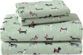 Laura Ashley - Flannel Sheets Twin Size, Anti-Pilling & Wrinkle Resistant Cotton, Touchably Soft for All-Season Comfort - Bed Sheets with Matching Pillowcase & Fitted Sheet (Holiday Pups Green)