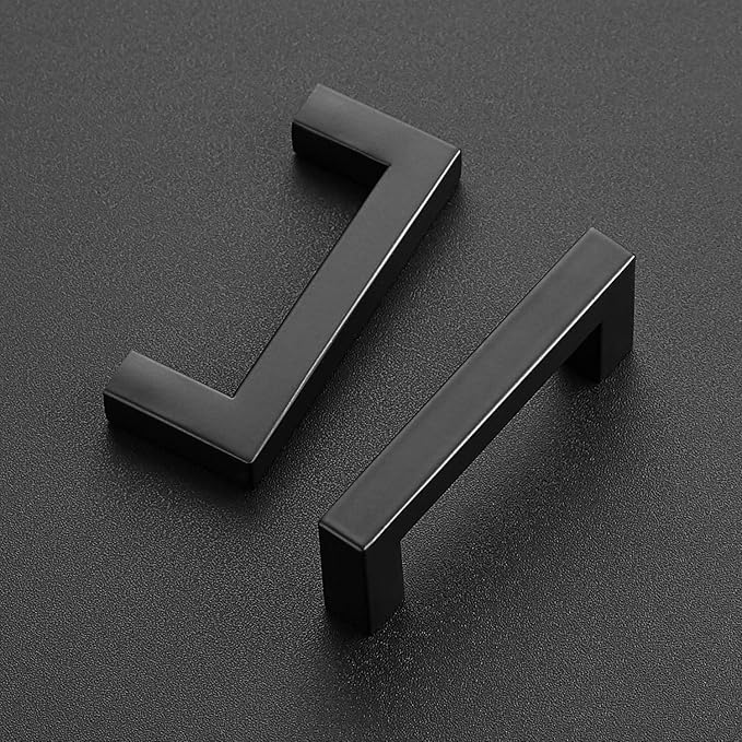 Ravinte 3 Pack 3 Inch Square Cabinet Handles - Matte Black Drawer Pulls - Kitchen Hardware Handles