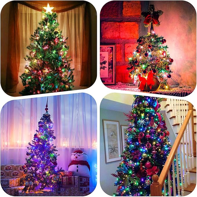 Christmas Lights - Battery Operated String Lights 50 LED String Lights Mini Lights with Auto-Timer and 8 Lighting Modes for Christmas Wreath Party Wedding Garden Home Decoration, Multicolor 2Pack