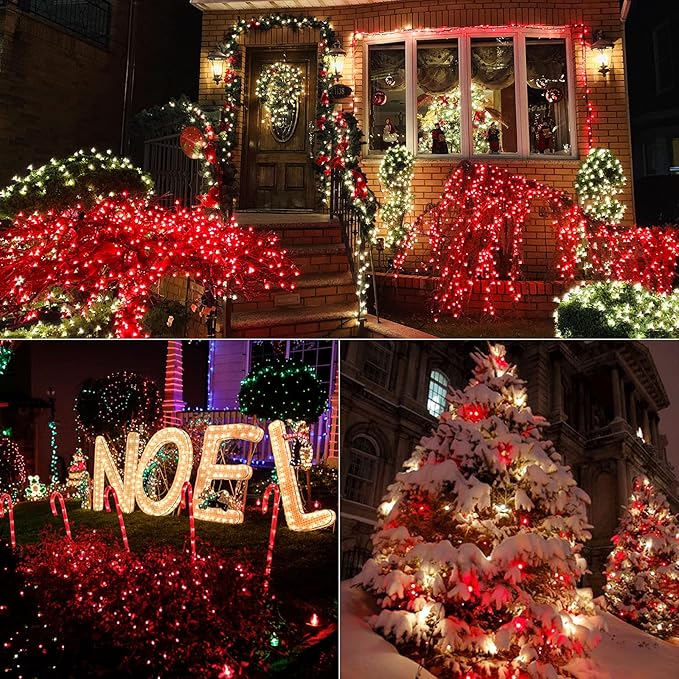 Brizled Red Christmas Lights, 33ft 100 LED Christmas String Lights, 5mm Wide Angle Mini Xmas Tree Lights, 120V UL Certified Connectable Xmas Light for Tree Party Wedding Home Indoor Outdoor Decoration
