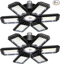 2 Pack Garage Light, 200W 20000LM 6500K LED Shop Lights, Garage Lights Ceiling Led with 6+1 Deformable Panels, Screw in E26/E27 Socket Bulb for Warehouse, Workshop, Basement, Barn Lighting