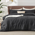 Bedsure King Size Comforter Set - Black Soft Bedding for All Seasons, Cationic Dyed Bed Set, 3 Pieces, 1 King Size Comforter (104"x90") and 2 Pillow Shams (20"x36"+2")