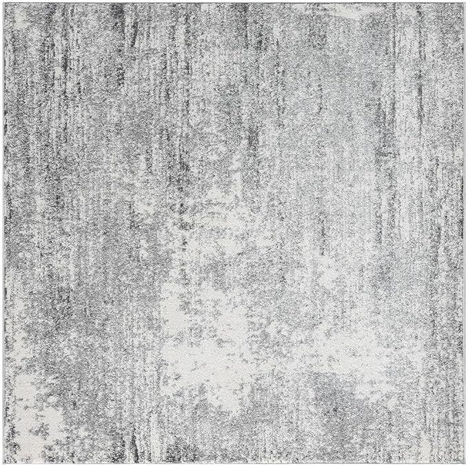 Keen Home Design Area Rugs - 8ft Round Non-Shedding, Abstract Rugs for Kitchen, Living Room, Bedroom, Dining Room, Entryway - Size: 7'10" Square, Abstract Cream/Grey