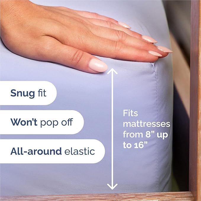 Split King Sheets Set 7 Piece - Includes 4 Pillowcases - Bed Sheets Split King - Soft Hotel Luxury Bedding - Cooling, Comfy & Breathable - 1 Flat & 2 Fitted & 4 Pillowcases w/ Deep Pockets - Lavender