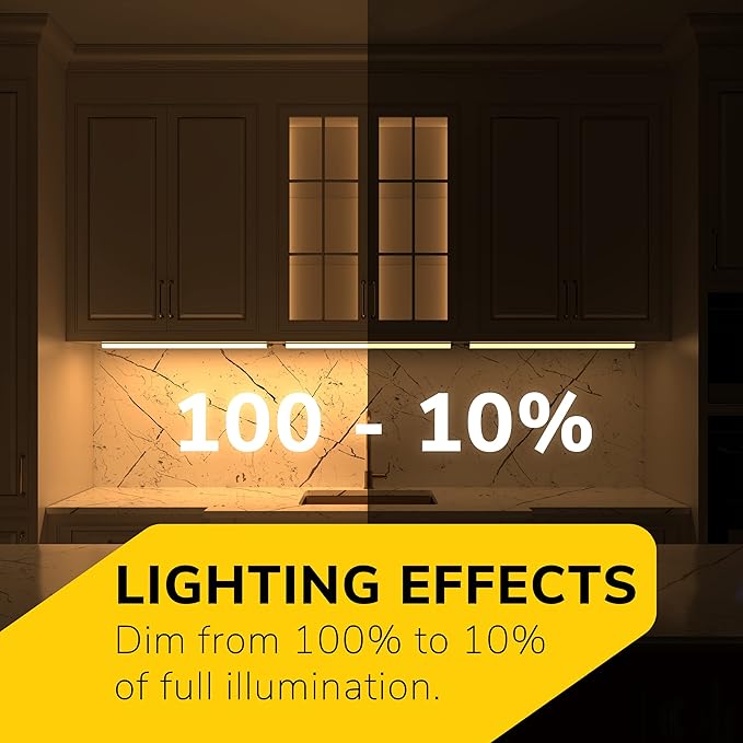 GETINLIGHT Dimmable Hardwired Only 3 Color Under Cabinet LED Lights, 24-inch, Soft White(3000K), Bright White(4000K), Daylight White(5000K), Matte White Finished, ETL Listed, IN-0201-13-WH-345K