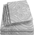 Full Size Bed Sheets - 6 Piece 1500 Supreme Collection Fine Brushed Microfiber Deep Pocket Full Sheet Set Bedding - 2 Extra Pillow Cases, Great Value, Full, Paisley Gray