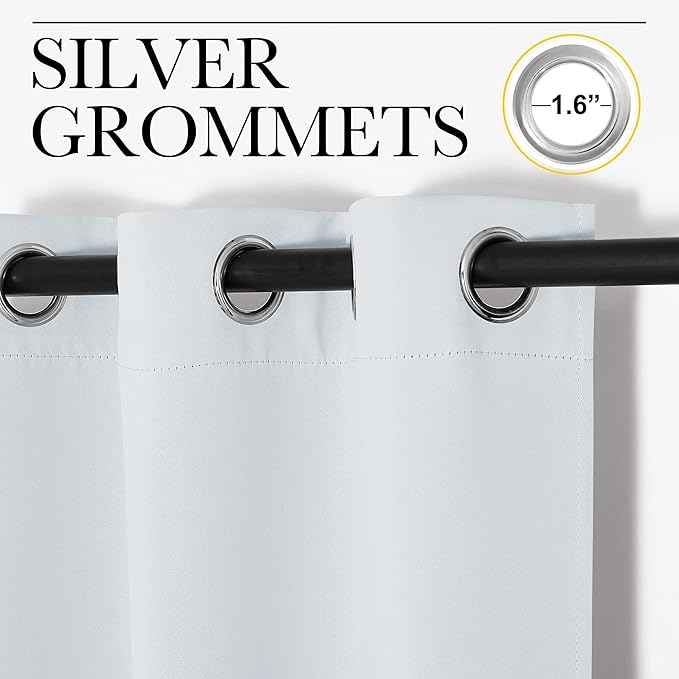 NICETOWN Blackout Curtains Panels for Living Room, 2 Panels, 66 x 92 Inch, Greyish White, 3 Pass Microfiber Noise Reducing Thermal Insulated Solid Ring Top Blackout Window Drapes