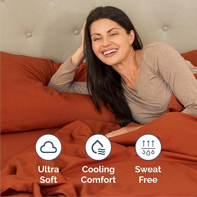 Queen Sheets Set 6 Piece - Bed Sheets Queen Size - Soft Hotel Luxury Bedding - Cooling, Comfy & Breathable - 1 Flat & 1 Fitted and 4 Pillowcases with Deep Pockets - Wrinkle and Fade Free - Terracotta