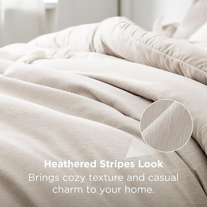 Bedsure Twin/Twin XL Comforter Set - Beige Soft Bedding for All Seasons, Cationic Dyed Bed Set, 2 Pieces, 1 Twin Size Comforter (68"x88") and 1 Pillow Sham (20"x26"+2")