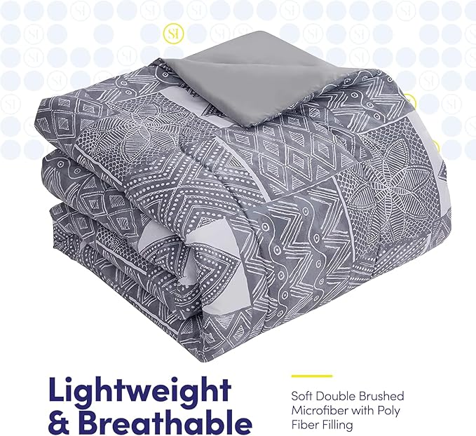 Sweet Home Collection 7 Piece Comforter Set Bag Solid Color All Season Soft Down Alternative Blanket & Luxurious Microfiber Bed Sheets, Tulsa, Full