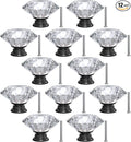 12-Pack Crystal Glass Cabinet Knobs for Home Decor, Vanity Drawers, Desks, Wardrobe Doors, Standard Screws Easy Installation for Home Refurbishment and Redecoration (Clear Crystal, 40mm, Black Base)