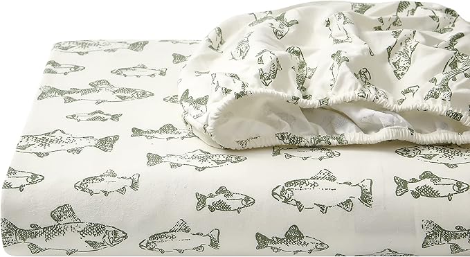 Eddie Bauer - King Sheets, Cotton Flannel Bedding Set, Brushed For Extra Softness, Cozy Home Decor (School of Fish, King)