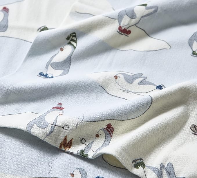 Eddie Bauer - Full Sheets, Cotton Flannel Bedding Set, Brushed For Extra Softness, Cozy Home Decor (Skating Penguin, Full)