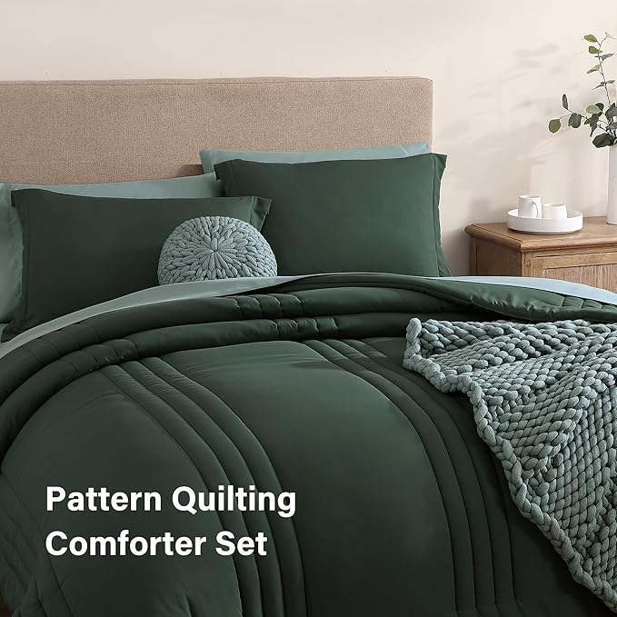 Monbix King Size Comforter Set - 7 Pieces Bed in a Bag King, Deep Forest Bedding Sets with Comforter, All Seasons Down Alternative Comforter Bed Set with Sheets, Pillowcases & Shams