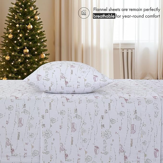 RUVANTI Flannel Sheets Full Size - 100% Cotton Double Brushed Bed Sheets Set, Deep Pockets 16 Inches, All Seasons Breathable & Extra Soft Full Sheets, Warm & Cozy, 4 Piece, Rustic Homestead