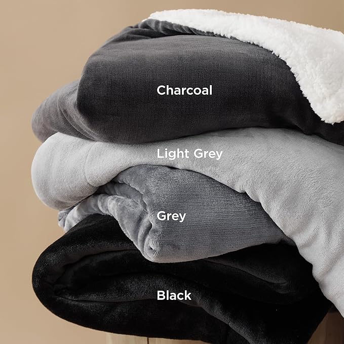 Bedsure GentleSoft Sherpa Fleece Blankets King Size for Bed - Thick and Warm Throw for Women and Men, Soft Fuzzy Plush King Blanket for Winter, Grey, 108x90 Inches