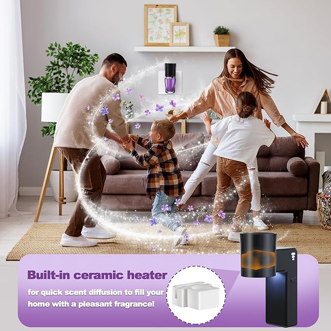 2 PCS Wall Fragrance Plug in with Night Light and Oil Diffuser Plug with Upgraded Fragrance Concentration Control, Compatible with Bath and Body Works WallFower for Home, Black