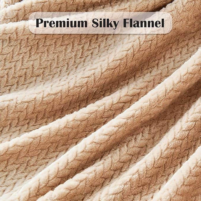 NEWCOSPLAY Super Soft Twin Blanket Brown Premium Silky Flannel Fleece Leaves Pattern Lightweight Bed Blanket All Season Use (Brown, Twin(60"x80"))