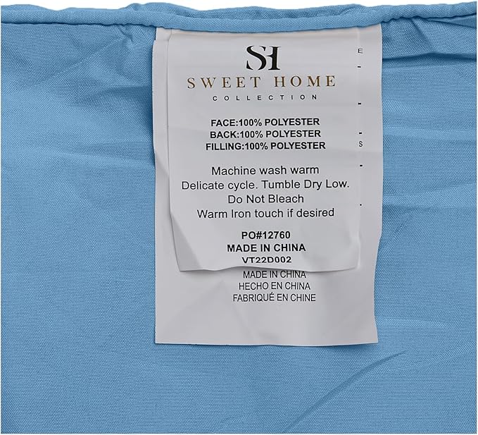 Sweet Home Collection 7 Piece Comforter Set Bag Solid Color All Season Soft Down Alternative Blanket & Luxurious Microfiber Bed Sheets, Denim, Twin XL